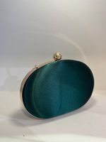Bolsa de Mão Dura com Tecido Seda Verde