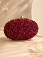 Bolsa de Mão Dura com Pedra Artesanal Roxo