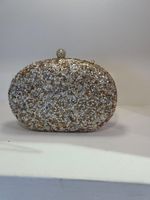 Bolsa de Mão Dura com Pedra Artesanal Bege