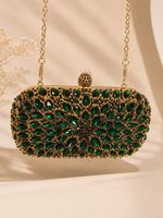 Bolsa de Mão Dourado Pedra Enteira com Verde