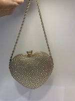 Bolsa de Mão Coração Pedra Enteira Dourado