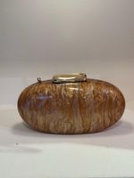 Bolsa de Mão Dura Oval Pedra Madre Marrom