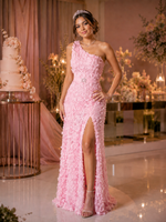Vestido Longo Floral Com Cinto Rosa