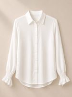 Camisa Lisa Feminina com Detalhe nas Mangas Branca
