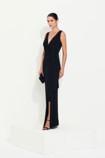 Vestido Longo Cruzado Busto Liso Regata Preto