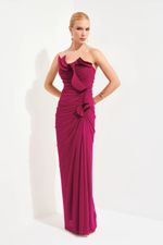 Vestido Longo Tomara que Caia com Babados Fucsia