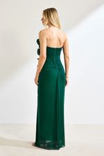 Vestido Longo Tomara que Caia com Babados Verde Esmeralda