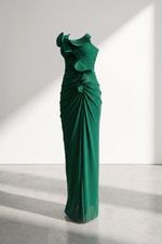 Vestido Longo Tomara que Caia com Babados Verde Esmeralda
