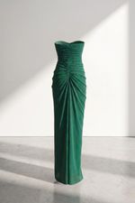 Vestido Longo Tomara que Caia com Babados Verde Esmeralda