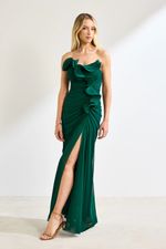 Vestido Longo Tomara que Caia com Babados Verde Esmeralda
