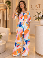 Conjunto Camisa e Calça Estampado com Elástico