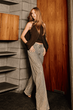 Calça Jeans Wide Leg com Brilhos