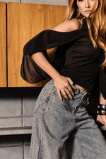 Calça Jeans Wide Leg com Brilhos