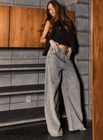 Calça Jeans Wide Leg com Brilhos
