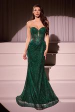 Vestido Longo Com Detalhe No Peito, Corset,Todo Em Brilho Verde