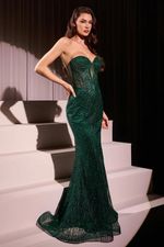Vestido Longo Com Detalhe No Peito, Corset,Todo Em Brilho Verde