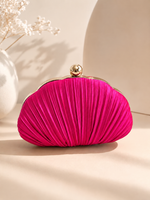 Bolsa de Mão Dura Drapeado Fucsia