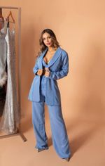 Conjunto Blazer, Calça e Top c/Brilho Azul