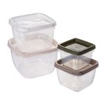 Conjunto de Potes de Plástico Quadrados Conect - 4 Unidades