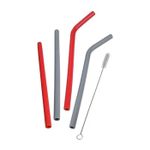 Kit Canudos De Silicone + Escova Para Limpeza - 5 Peças