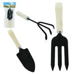 Kit Ferramentas Jardinagem 3pcs com Pá + Garfo e Ancinho