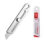 Estilete Multifuncional Aço Inox 18mm C/ Trava Rosca + 10 Lâminas