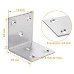 Kit 10 Cantoneira L 40x40mm 6 Furos Aço Galvanizado