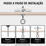 Kit 10 Gancho Olhal Bucha Basculante M6x70mm Teto Drywall