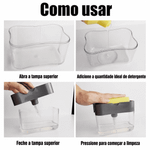 Dispenser Porta Detergente 520ml com Esponja para Pia Cozinha