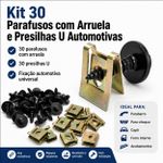 Kit 30 Parafusos com Arruela e Presilhas U Automotivas
