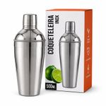 Coqueteleira Inox 500ml com Tampa Dosadora e Coador