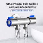 Válvula Registro Duplo Inox 1/2 1 Entrada 2 Saídas