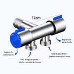 Válvula Registro Duplo Inox 1/2 1 Entrada 2 Saídas