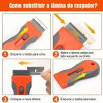 Raspador Multiuso para Vidro Cola Adesivo Tinta com 10 Lâminas