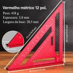 Esquadro Triangular de Alumínio 12 Pol 0 a 90° Marcenaria