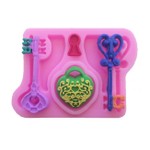 Molde Silicone Chave Fechadura Alice Biscuit Bolo Cupcake