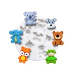 Molde de Silicone Mini Animais do Bosque Safari e Fazendinha