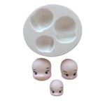 Molde de SIlicone 3 Rostos para Decorar Bonecos e Bonecas