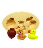 Molde De Silicone Infantil Pião Patinho Urso