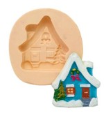 Molde de Silicone Casa de Natal Com Neve