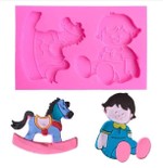 Molde de Silicone Bebé e Cavalinho de Brinquedo apra decorar Chá de Bebé