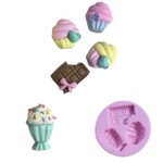 Molde de Silicone Doçuras Chocolate Milk Shake Cupcake 3 Cav