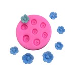 Molde de Silicone Mini Flores Azul 7 Cav