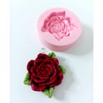 Molde De Silicone Flores - Rosa Com Folhas