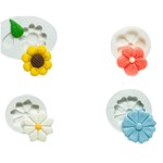 Kit Moldes de Silicone Mini Flores 4 Modelos Mod 4