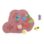 Molde de Silicone Mini Flores Folhas Borboletas e Abelha