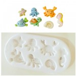 Molde de Silicone Mini Animais Fundo do Mar 7 Cav