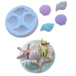 Molde de Silicone Conchas do Fundo do Mar 4 Cav