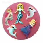 Molde de silicone sereia e golfinho para decorar pirulitos, cupcakes