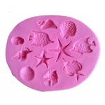 Molde de Silicone Fundo do Mar Mini Animais 10 Cav